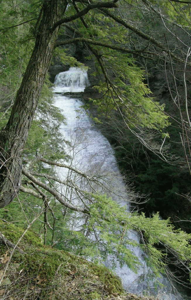 Buttermilk Falls from Rim Buttermilk Falls State Park, Ithaca, NY, Tompkins County, Finger Lakes, gorge, waterfall, hiking, trail