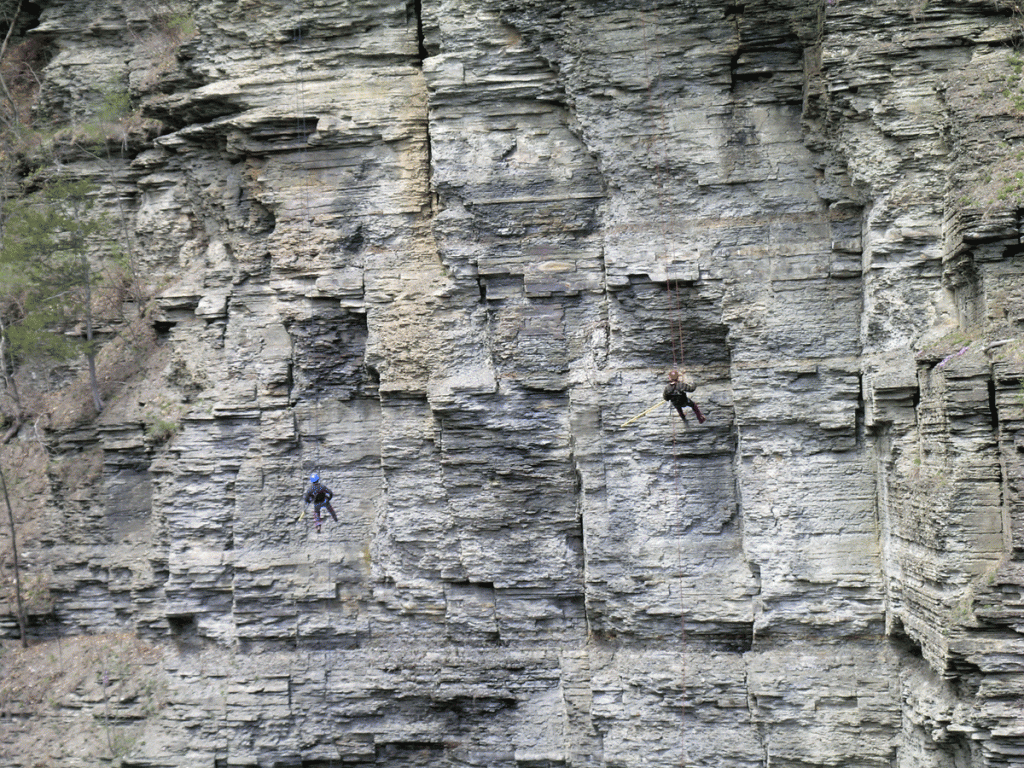 Treman Scalers Robert H. Treman State Park Ithaca Finger Lakes scaling cliff over Gorge Trail hiking