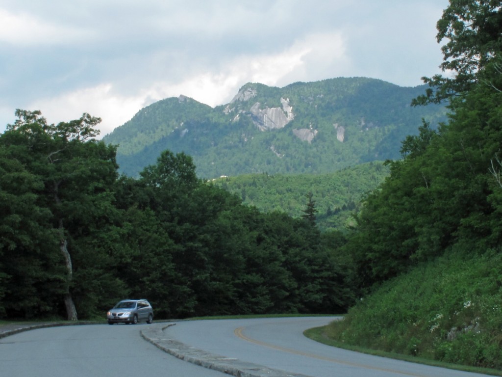 The Blue Ridge Parkway approaches Grandfather Mountain in North Carolina.
